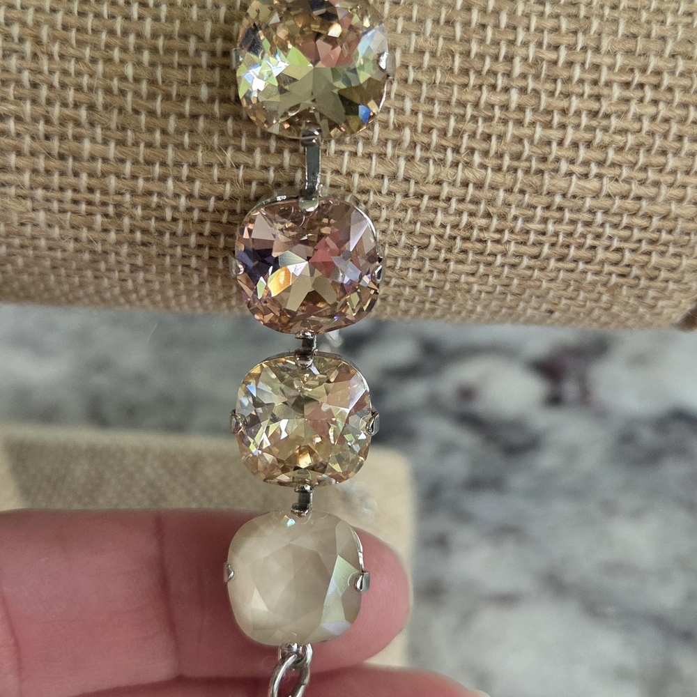 12mm Rose, Pink & Cream Crystal Bracelet